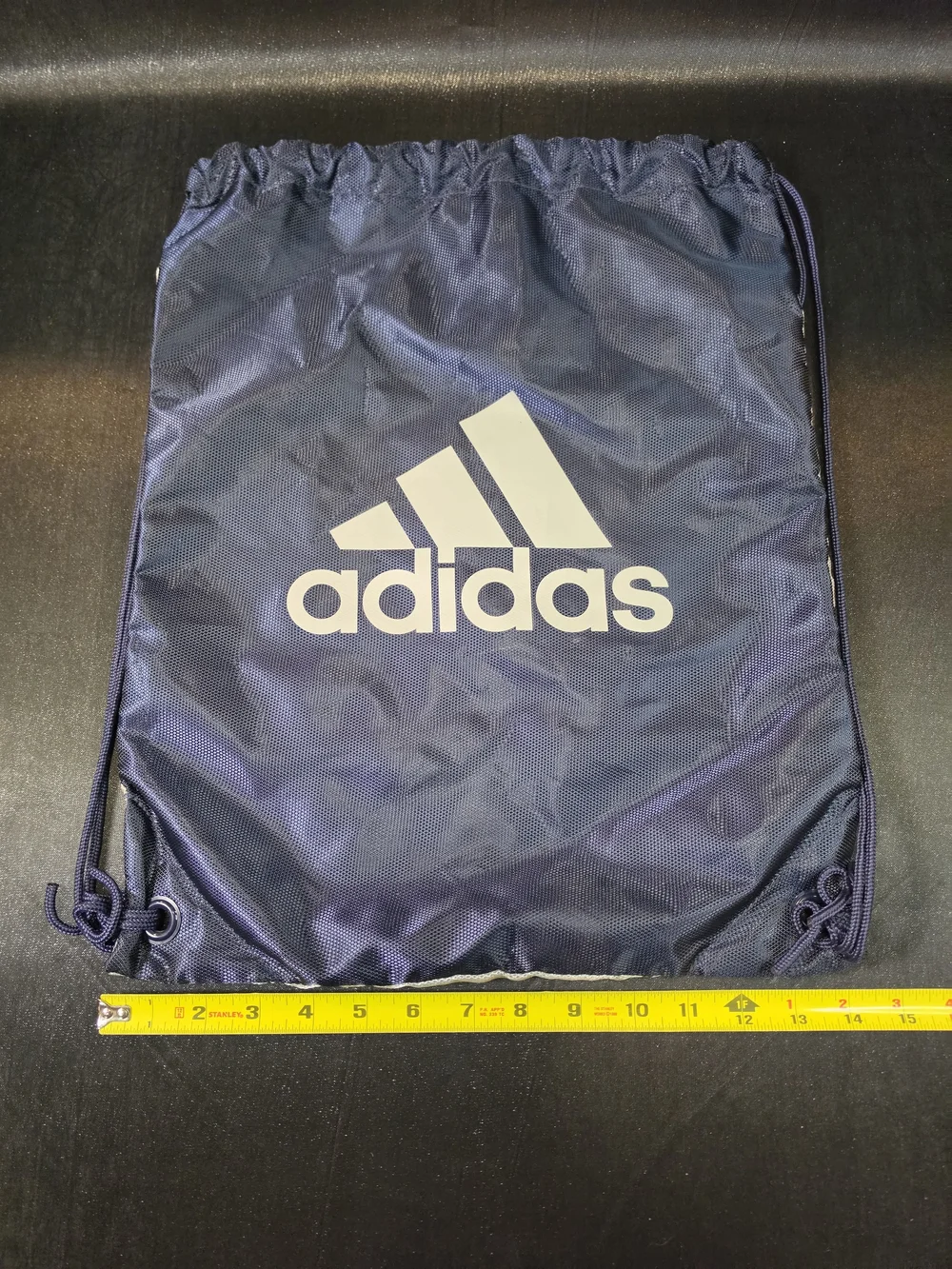 adidas Reversible Drawstring Backpack Gray Navy Sackpack Gym Sports Bag